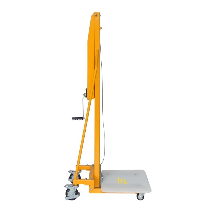 Vista lateral del apilador Puesto de trabajo con manivela 100 kg - Elevación 1500 mm