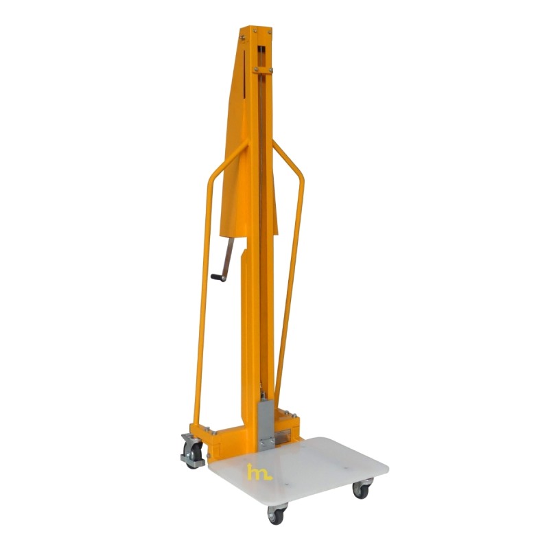 Vista en 3/4 del apilador Puesto de trabajo con manivela 200 kg - Elevación 1500 mm