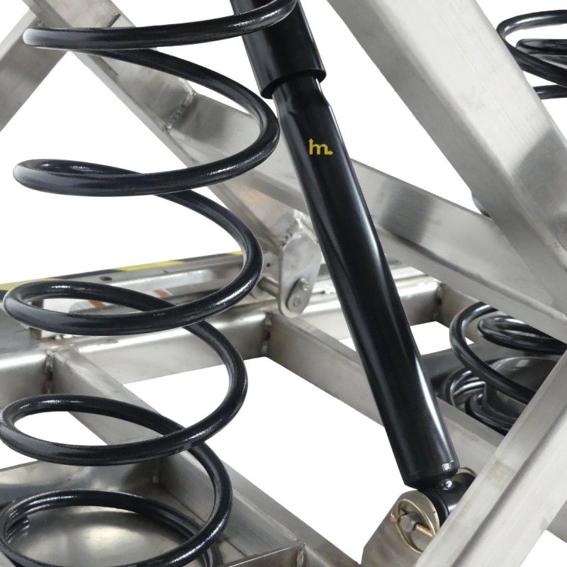 Vista de la estructura de la mesa elevadora manual giratoria de nivel constante INOX 2000 kg Plataforma abierta