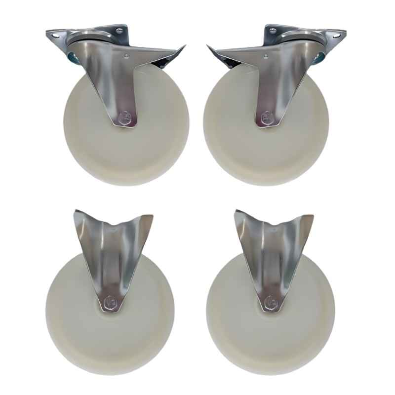 Vista general de las ruedas de nylon para tolvas autobasculantes diámetro 200 mm