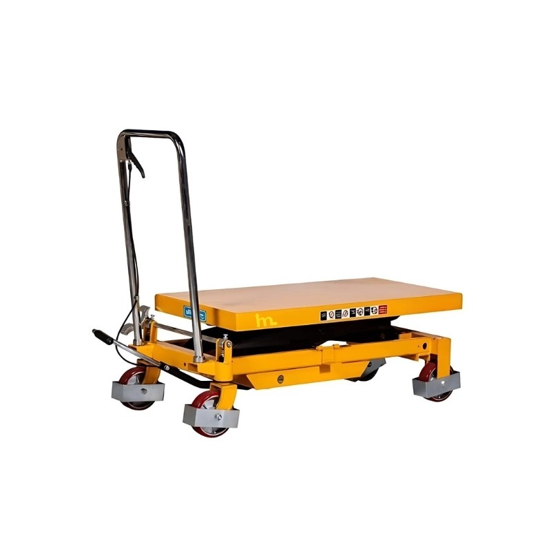 Vista en diagonal Mesa hidráulica 800 kg - plataforma: 1000x510 bajada