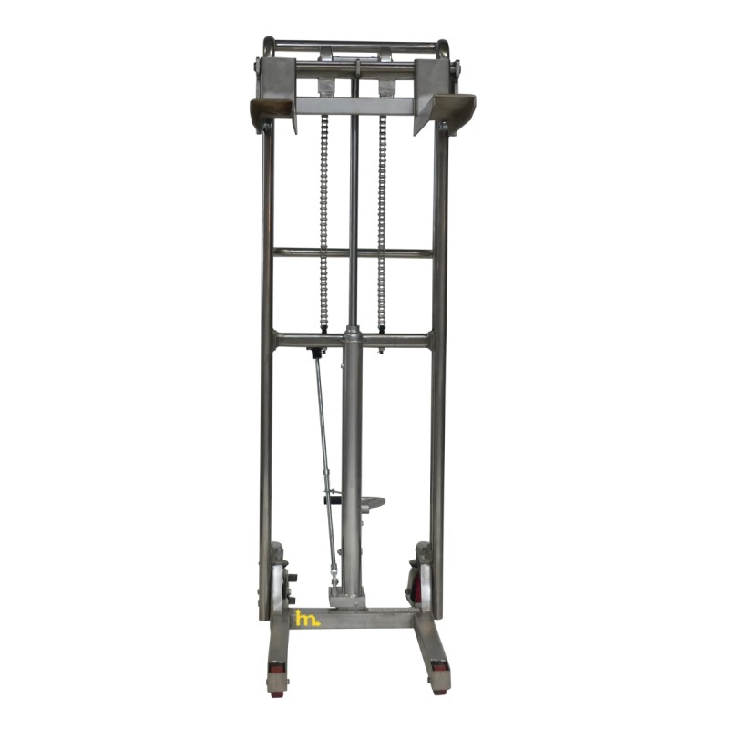 Vista frontal del apilador Inox 400 kg - Elevación 1500 mm