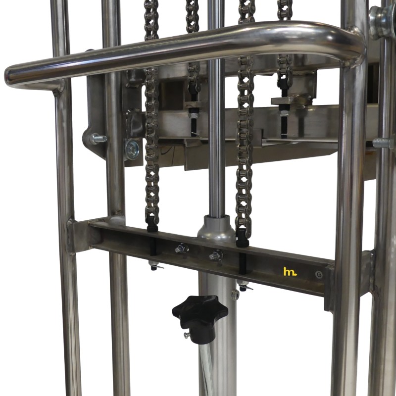 Vista de la estructura del apilador Inox 400 kg - Elevación 1500 mm