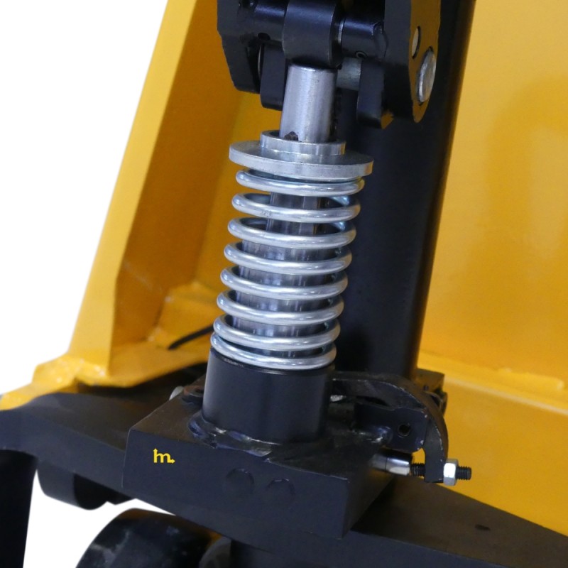 Vista de la transpaleta manual pesadora elevadora monocilíndrica 1500 kg