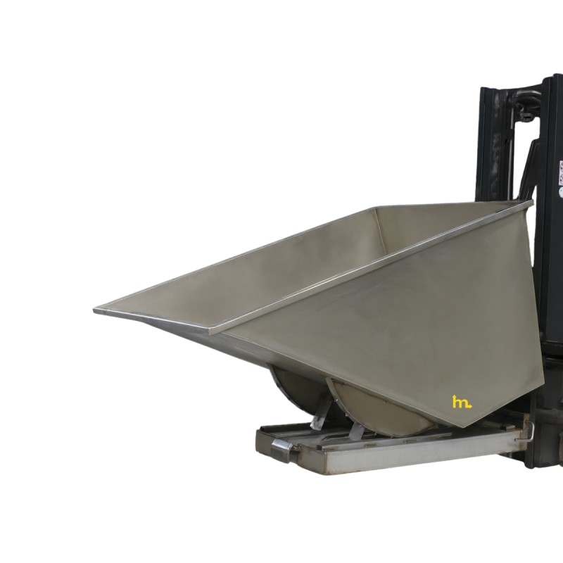 Vista de perfil de la tolva autobasculante inoxidable - 900L