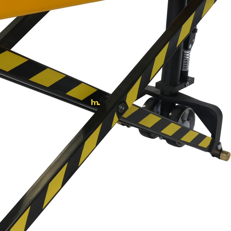 Vista de tijeras de la transpaleta elevadora manual monocilíndrica 1000 kg - Horquillas anchas y largas 1500 x 680 mm