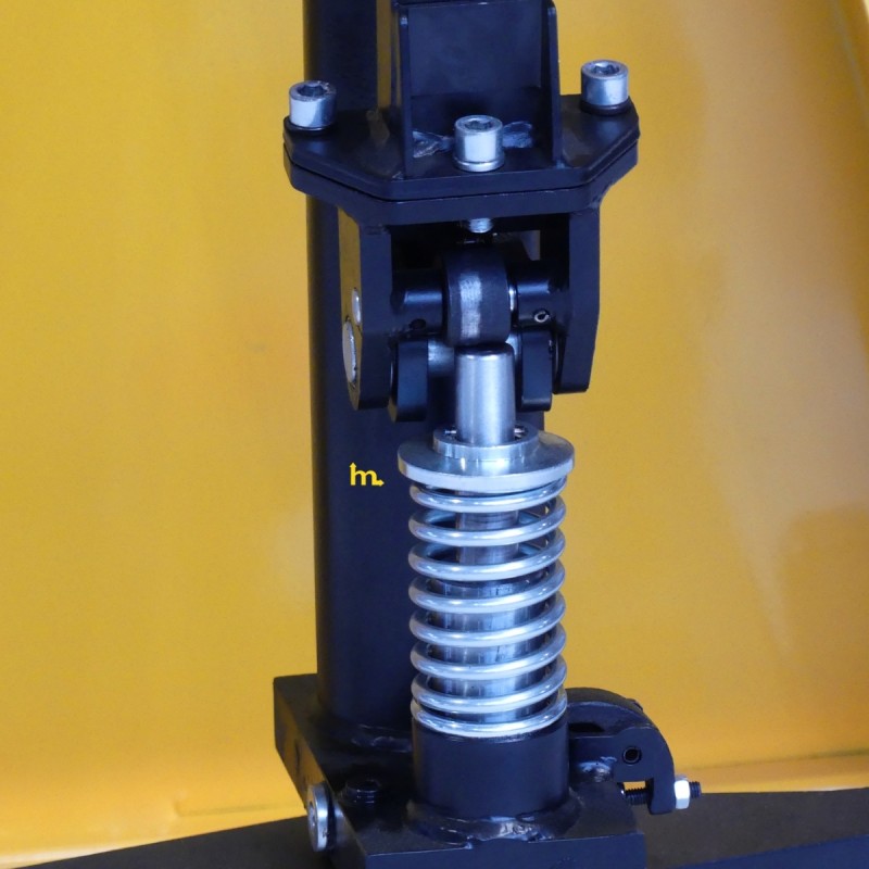 Vista de la estructura de la transpaleta elevadora manual monocilíndrica 1000 kg - Horquillas anchas y largas 1500 x 680 mm