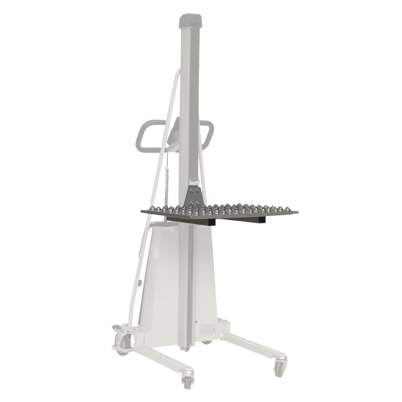 Vista general de la bandeja con bolas de transferencia para apilador puesto de trabajo