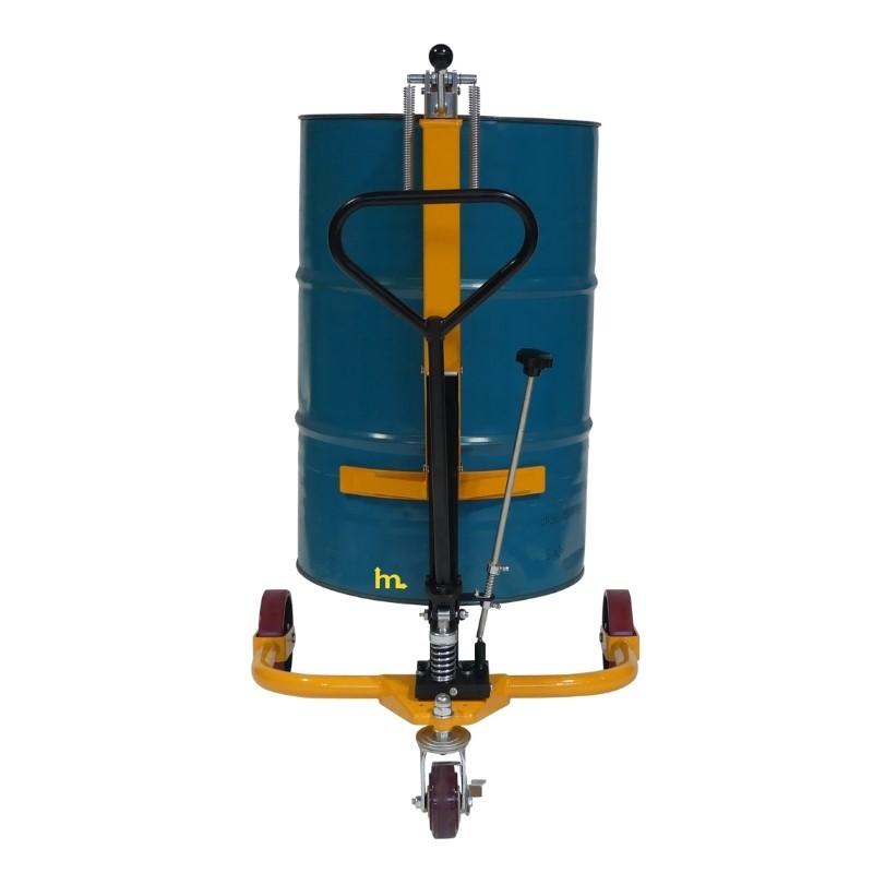 Vista delantera del Elevador de barriles hidráulico 250 kg con barril