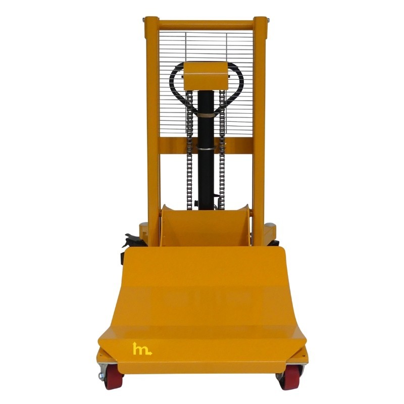Vista frontal del apilador manual para bobinas 1000 kg - Elevación 916 mm
