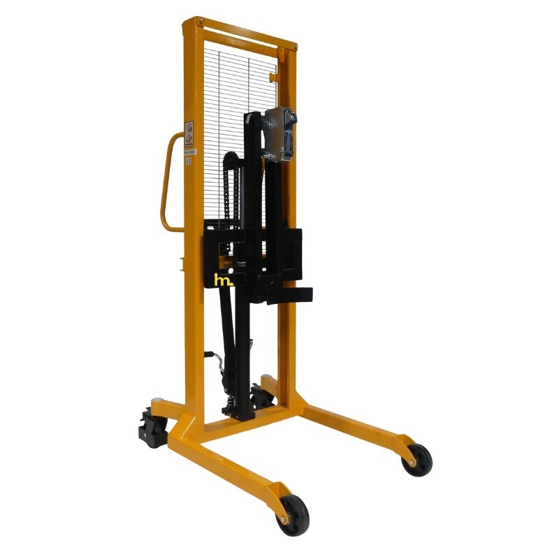 Vista trasera en 3/4 del apilador elevador de barriles 400 kg - Elevación 1450 mm