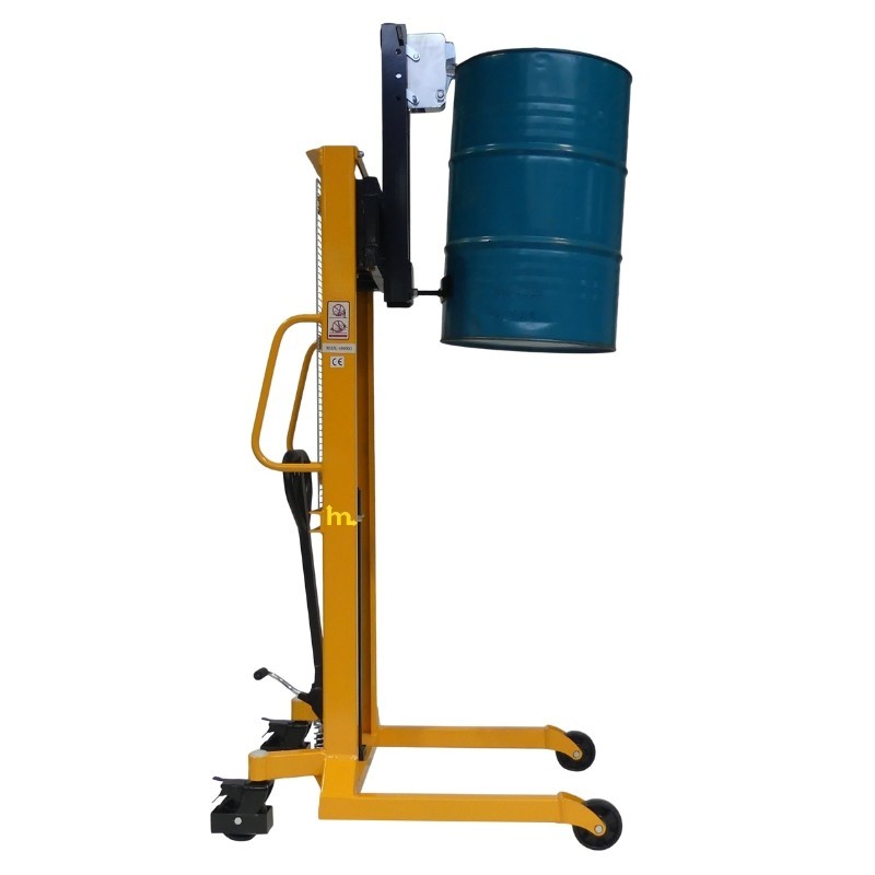 Vista de perfil del apilador elevador de barriles 400 kg - Elevación 1450 mm