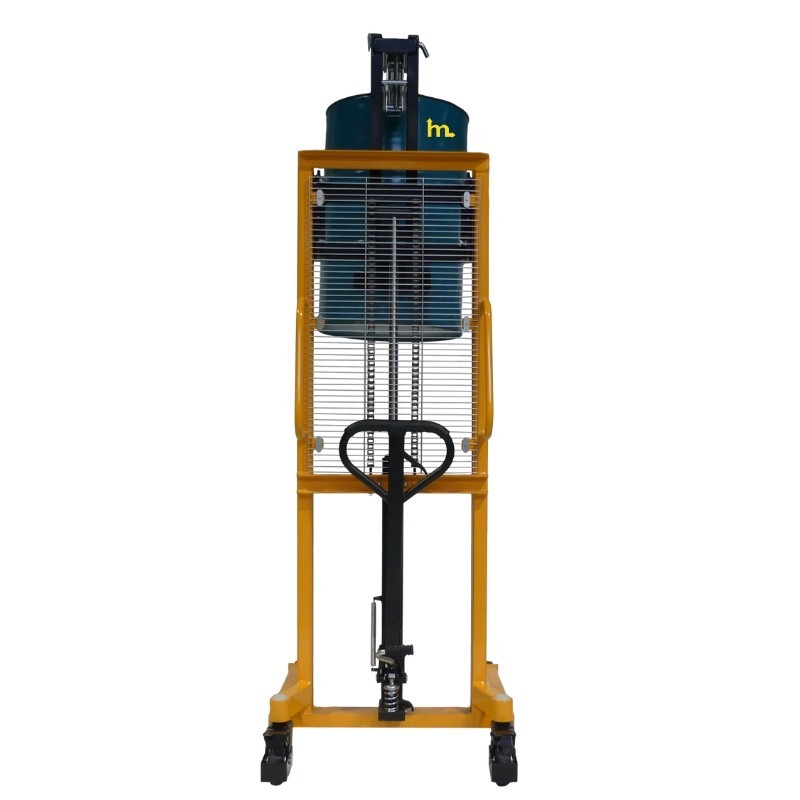 Vista frontal del apilador elevador de barriles 400 kg - Elevación 1450 mm