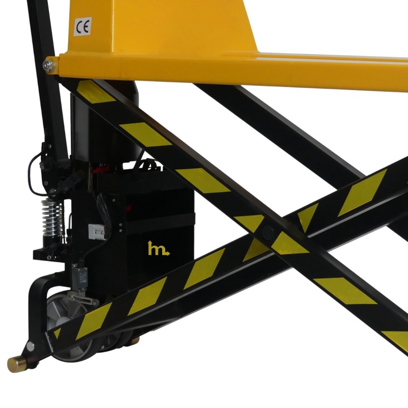 Vista de las tijeras de la transpaleta elevadora semieléctrica 1000 kg - Horquillas largas 1500 mm